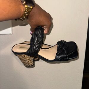 Antonio Melani Black Woven Muled heels Sandals